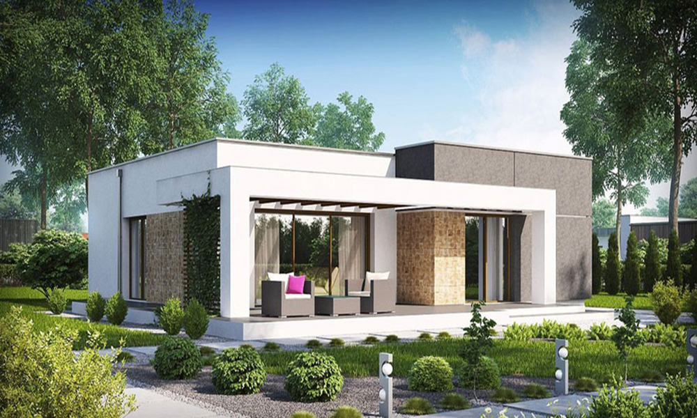 Mẫu nhà cấp 4 mái bằng tinh tế