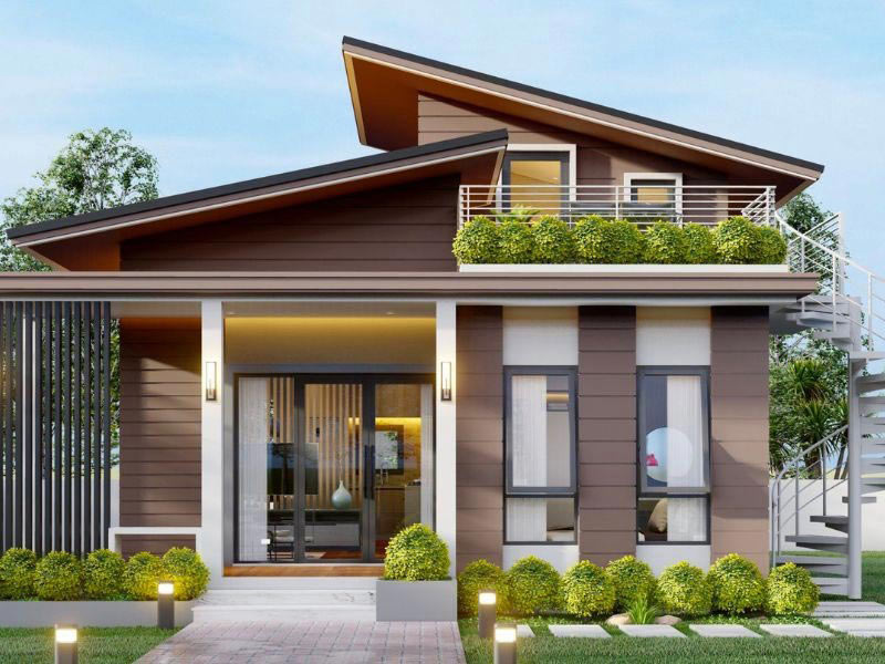Mẫu nhà cấp 4 mái lệch hiện đại